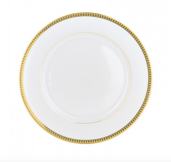 Christofle Malmaison Dinnerware:  Dinner Plate, Porcelain Gold-Finish